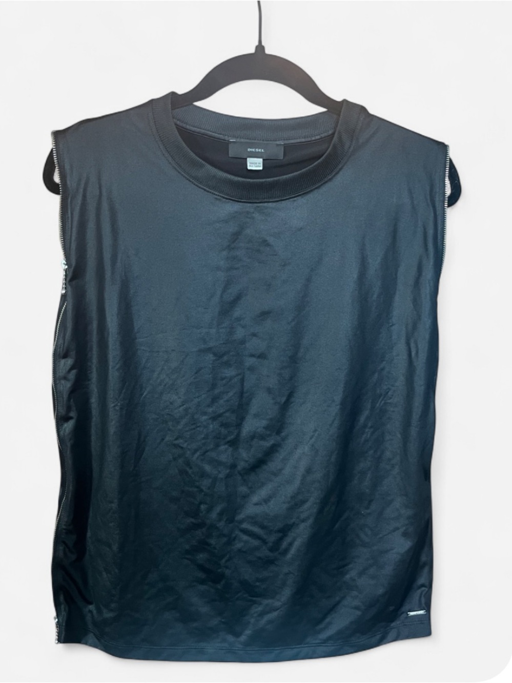 Diesel Black Sleeveless Crew Tank Top